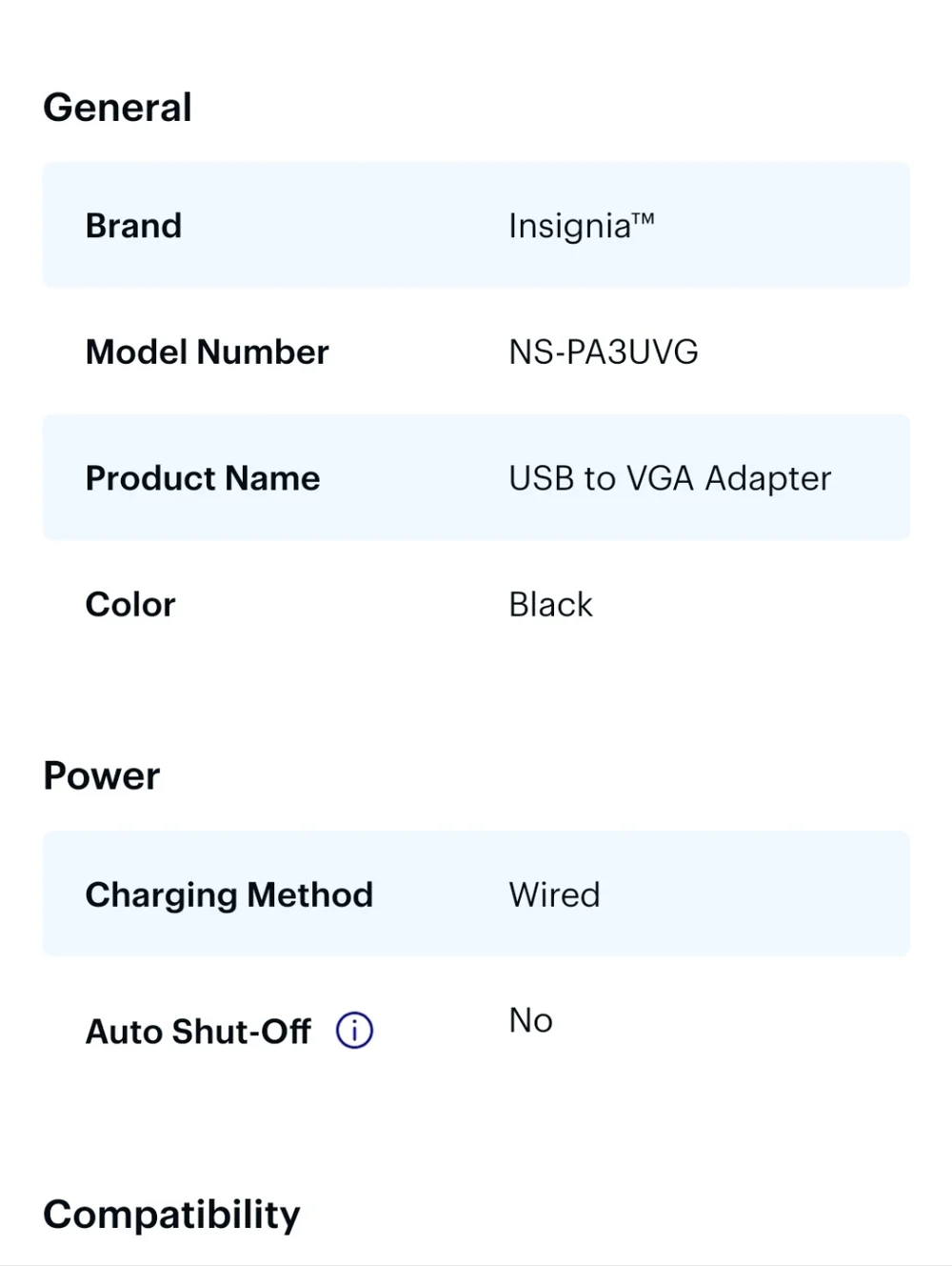 Insignia - USB to VGA Adapter - Black